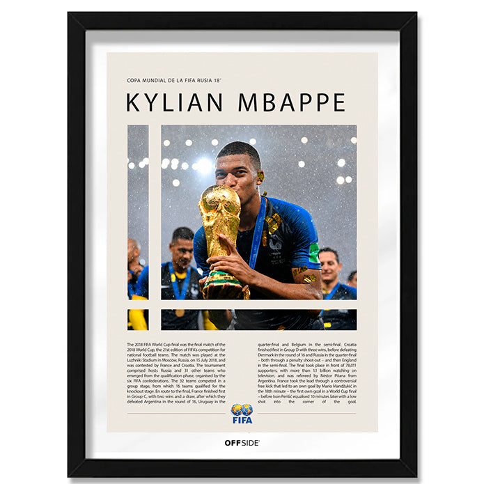 Kylian Mbappé Campeón del Mundo Rusia 2018 - marco negro