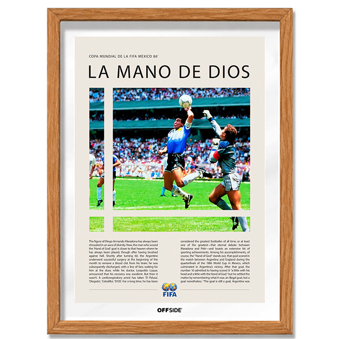 Diego Maradona La Mano de Dios México 1986 - marco madera