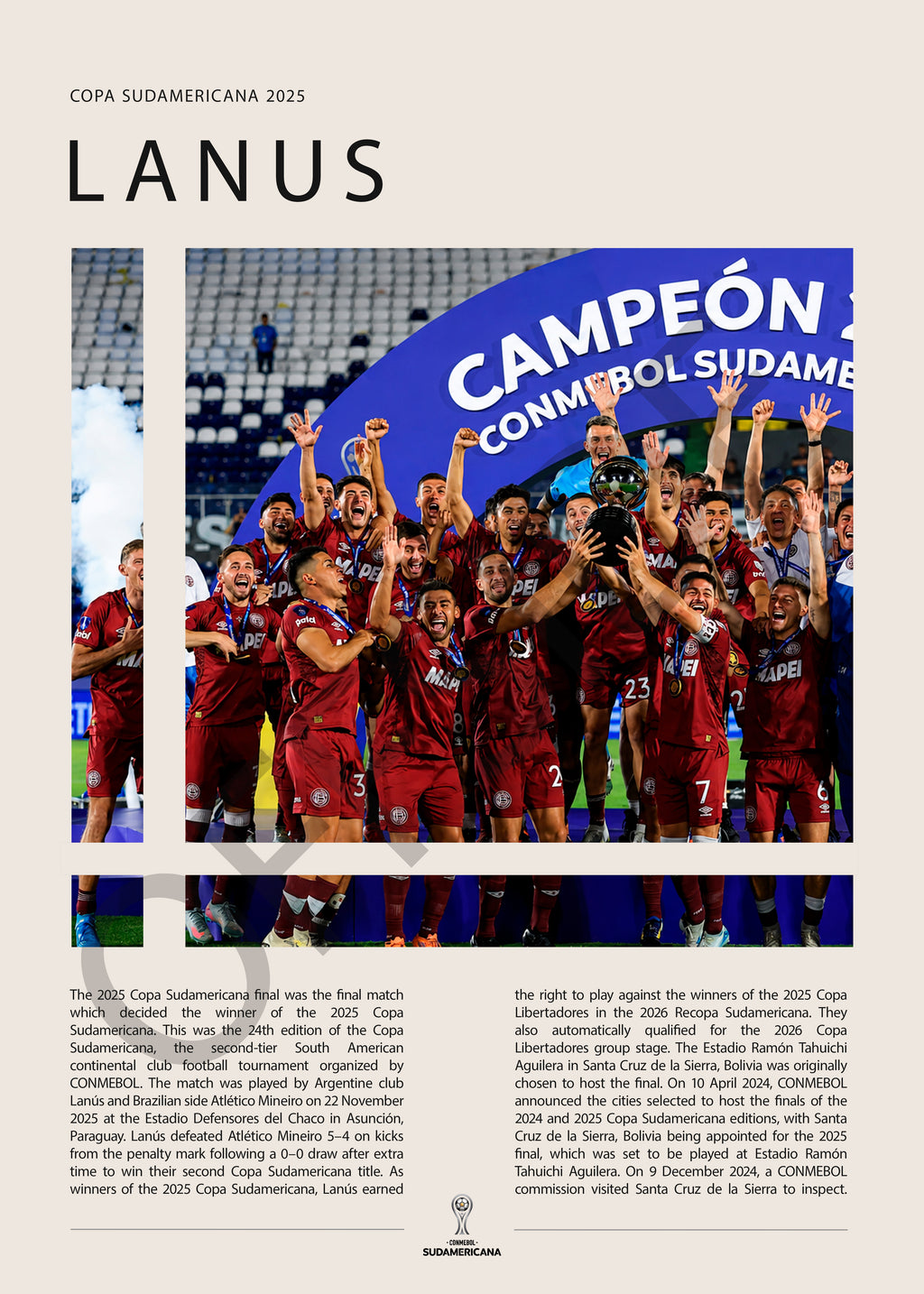 Lanús Campeón Copa Sudamericana 2025 - detalle del diseño