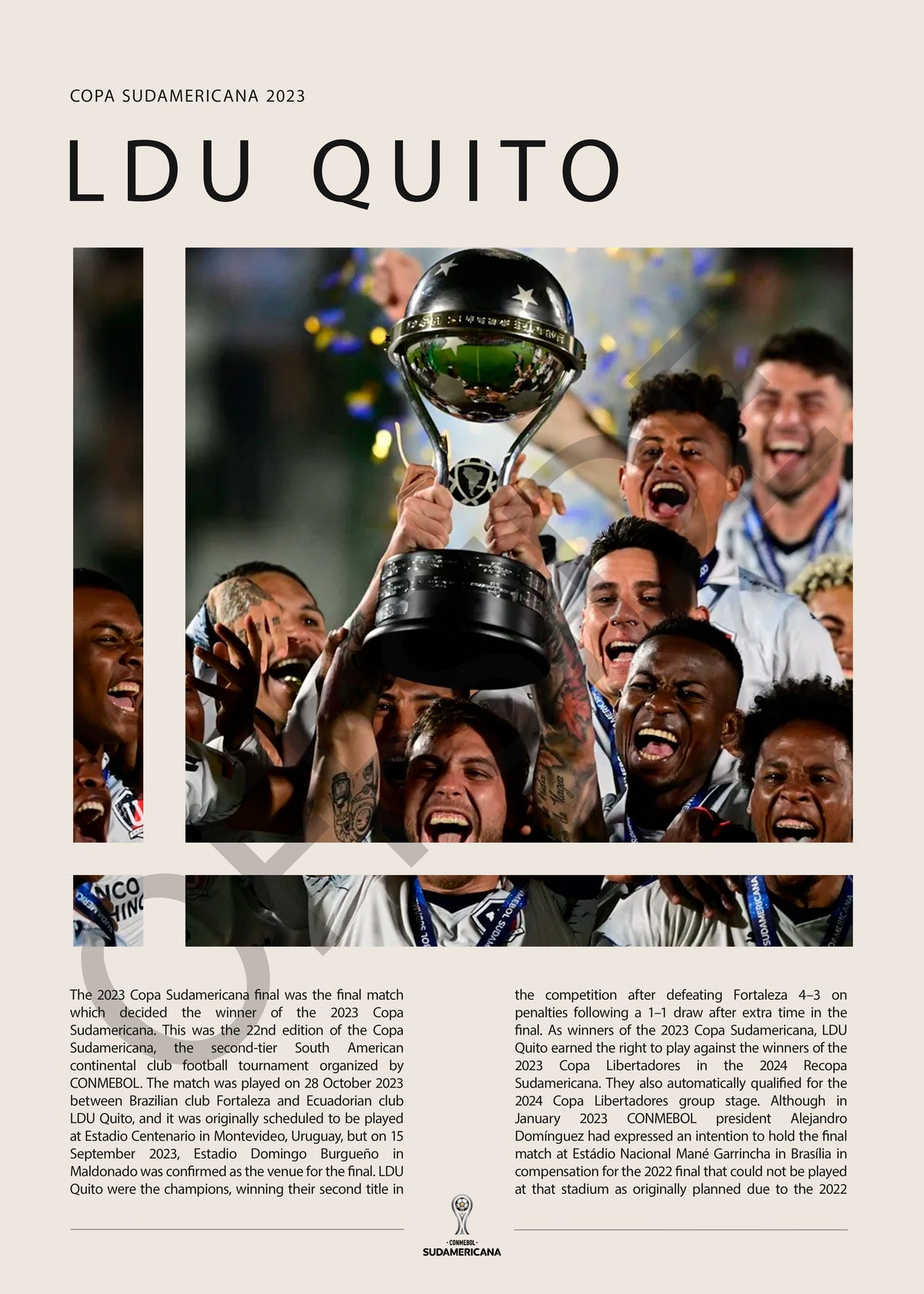 LDU Quito Campeón Copa Sudamericana 2023 - detalle del diseño