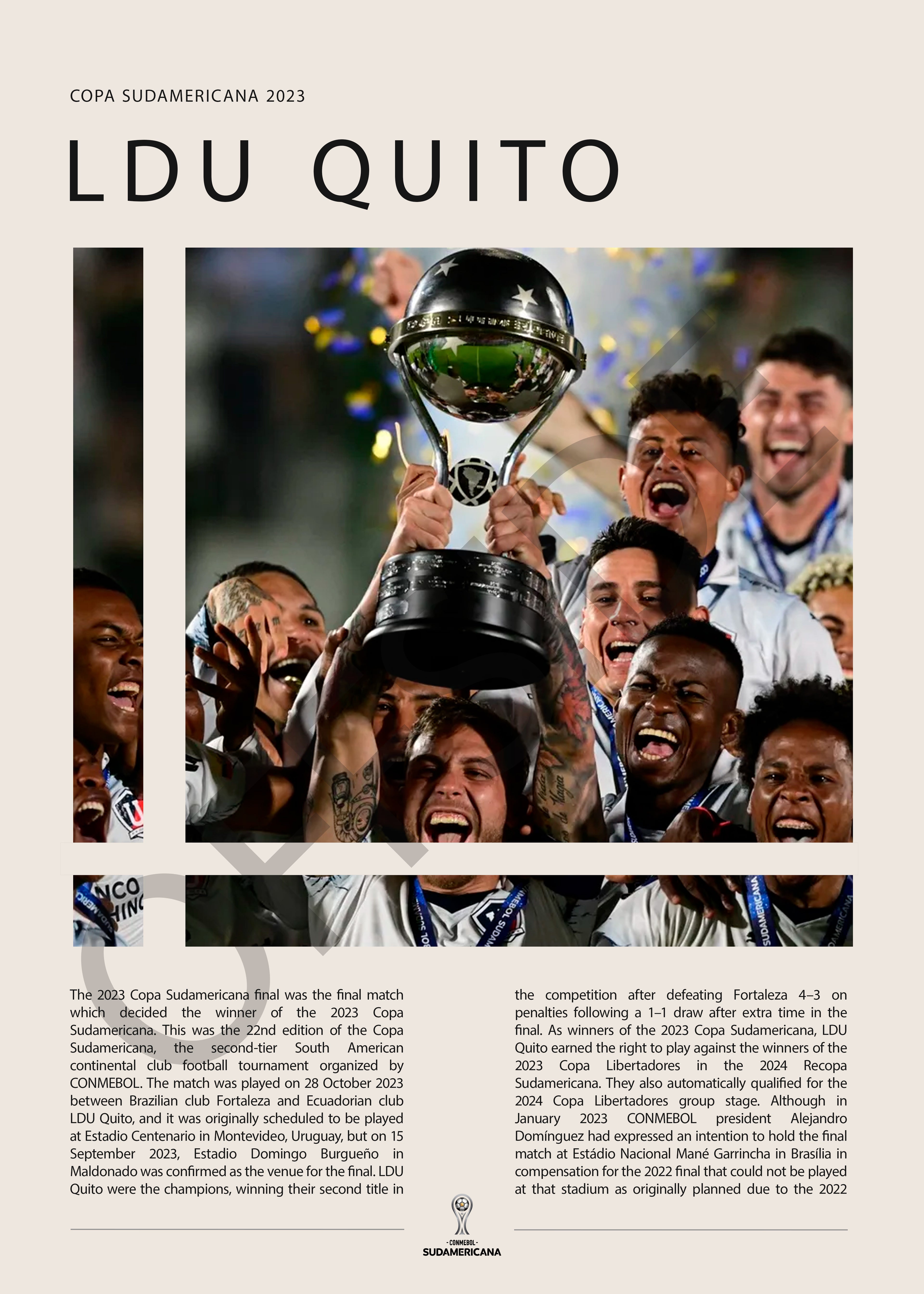 LDU Quito Campeón Copa Sudamericana 2023 - detalle del diseño
