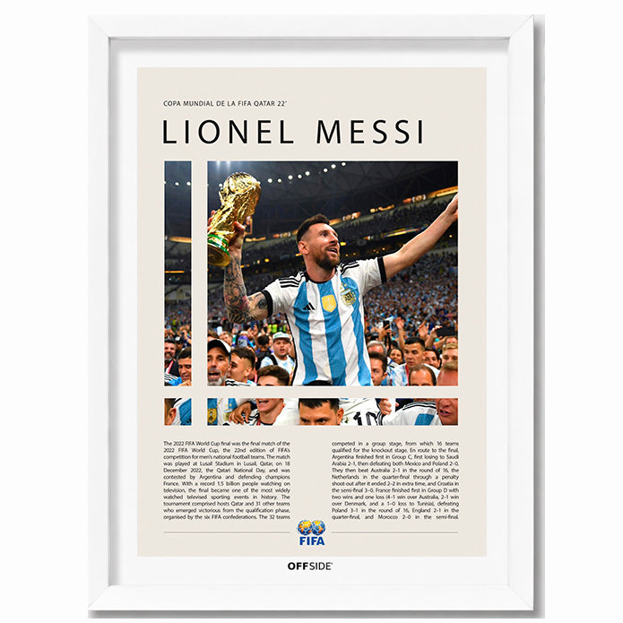 Lionel Messi Campeón del Mundo Qatar 2022 - marco blanco