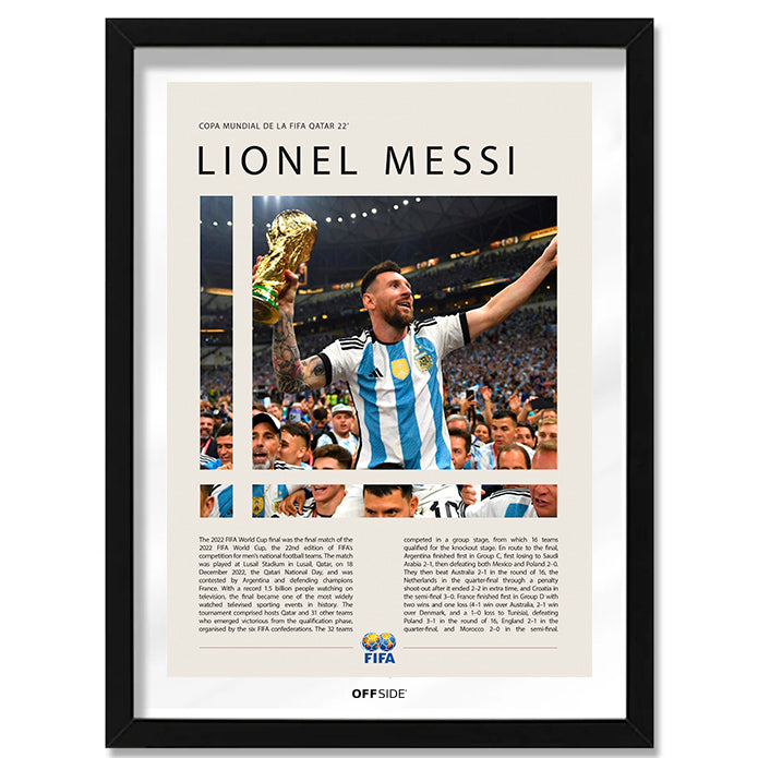 Lionel Messi Campeón del Mundo Qatar 2022 - marco negro