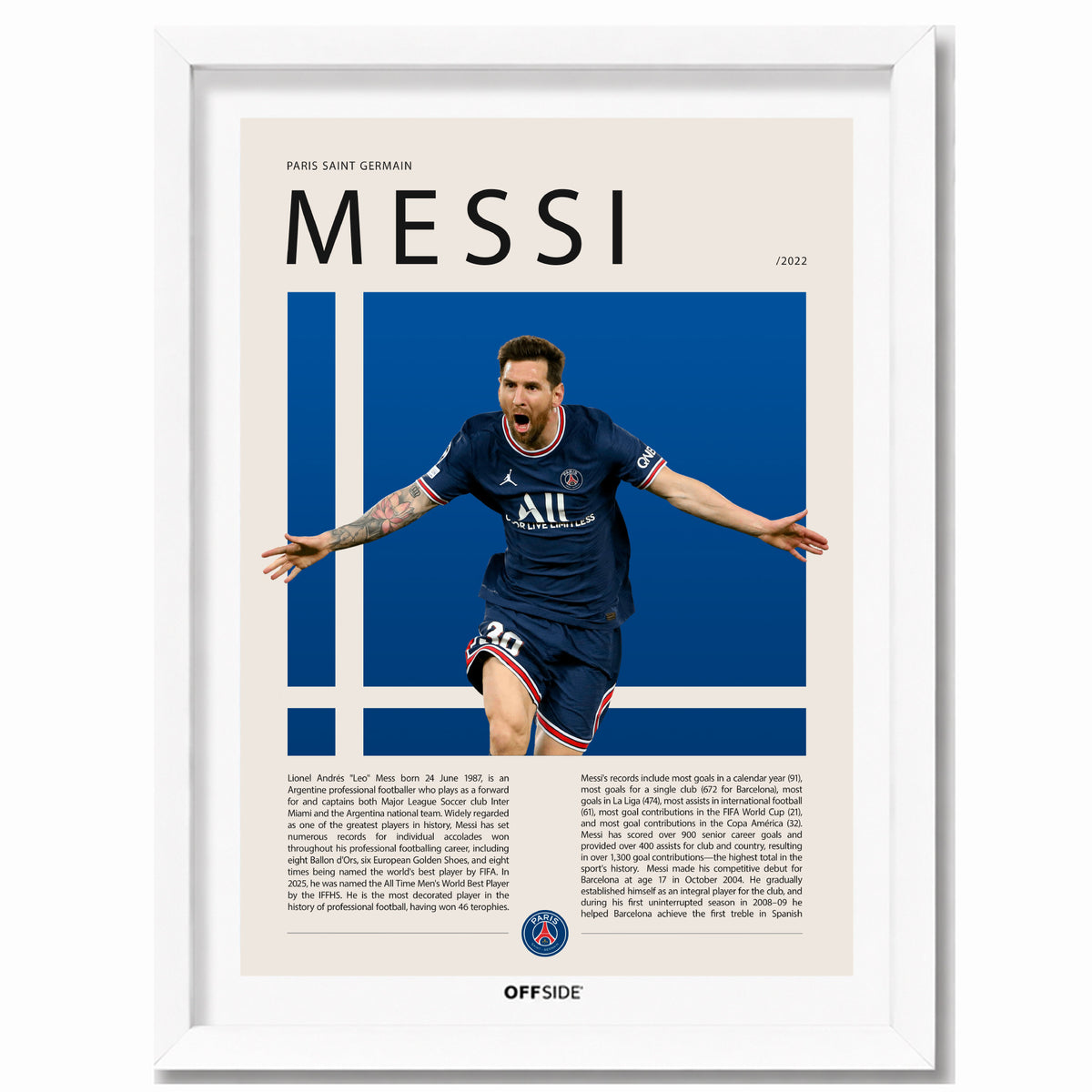 Lionel Messi La Pulga en PSG Temporada 2022 - marco blanco