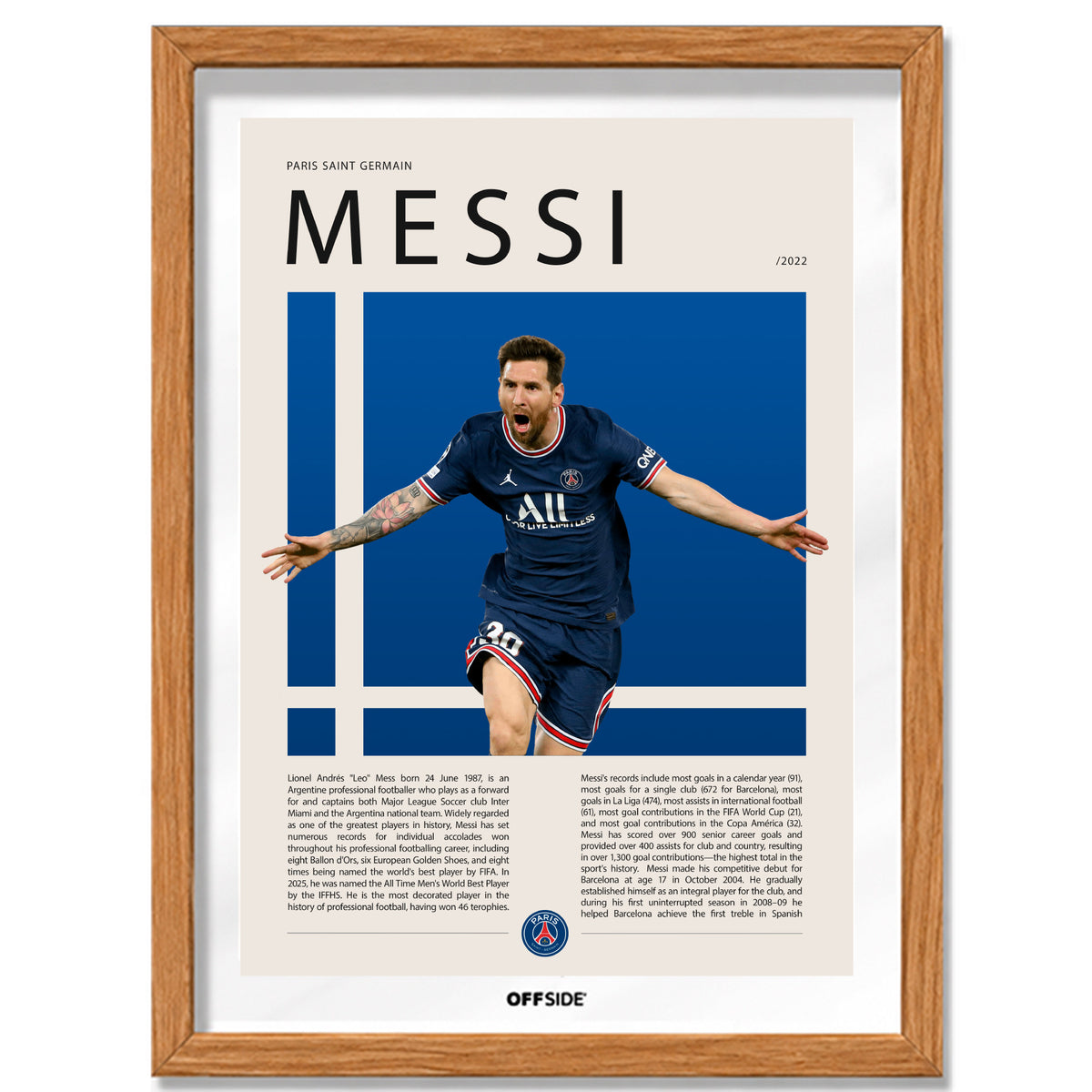 Lionel Messi La Pulga en PSG Temporada 2022 - marco madera