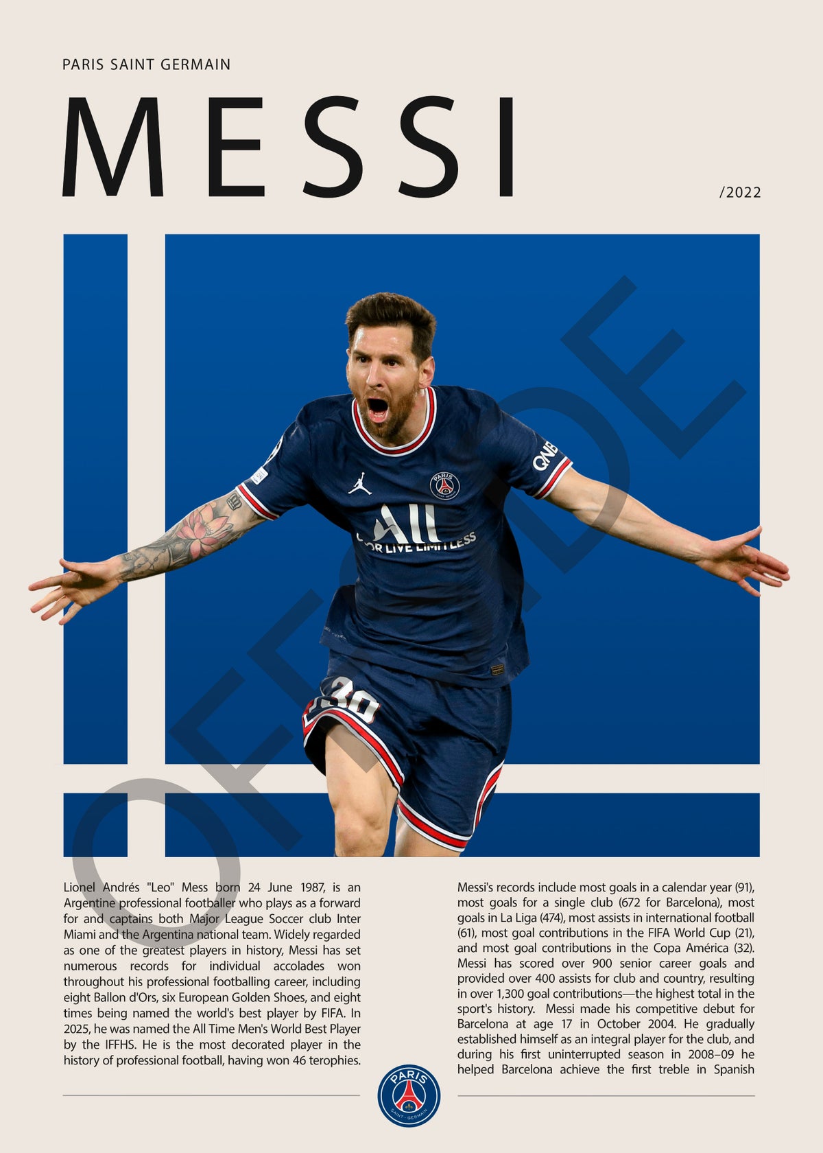 Lionel Messi La Pulga en PSG Temporada 2022 - vista con marca de agua