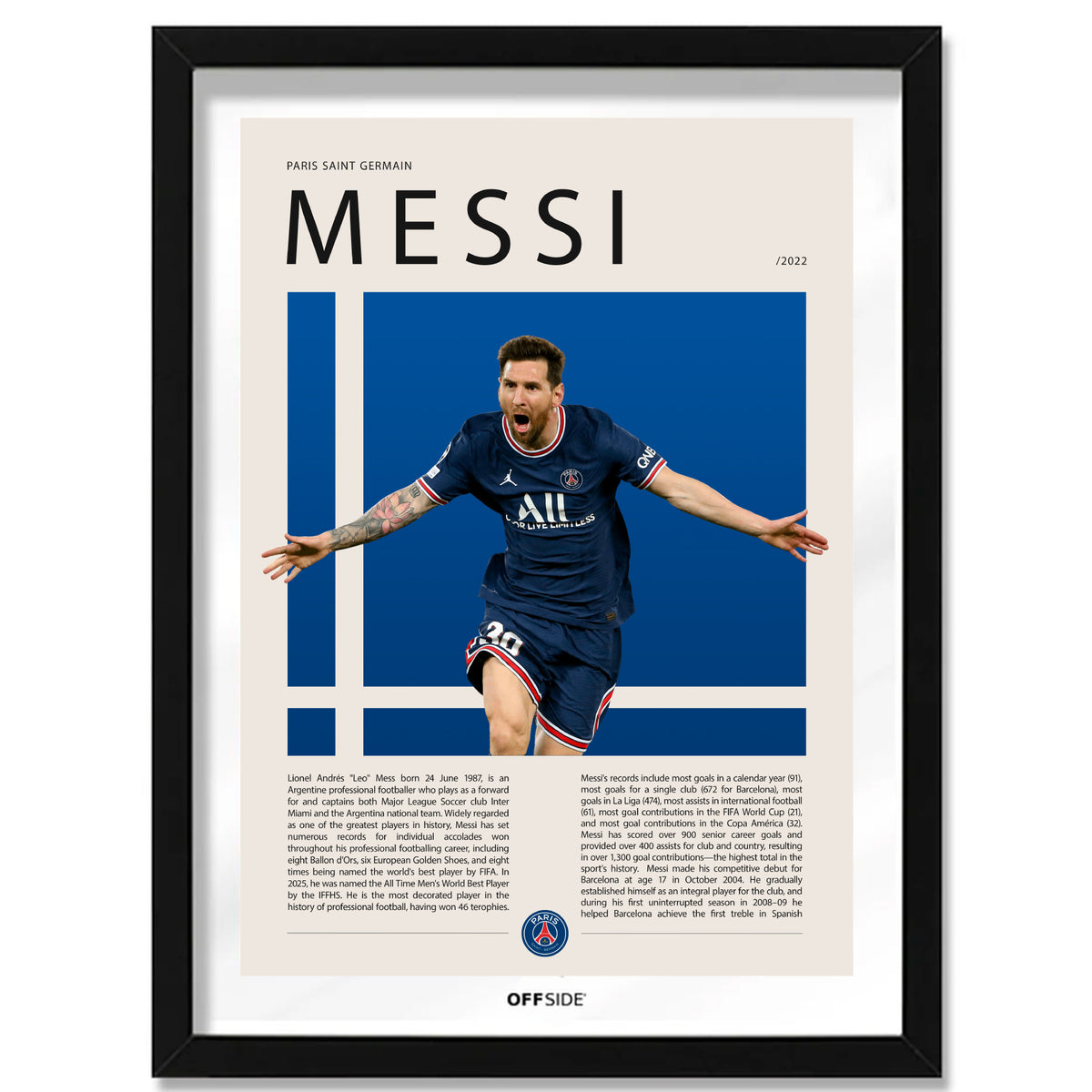 Lionel Messi La Pulga en PSG Temporada 2022 - marco negro