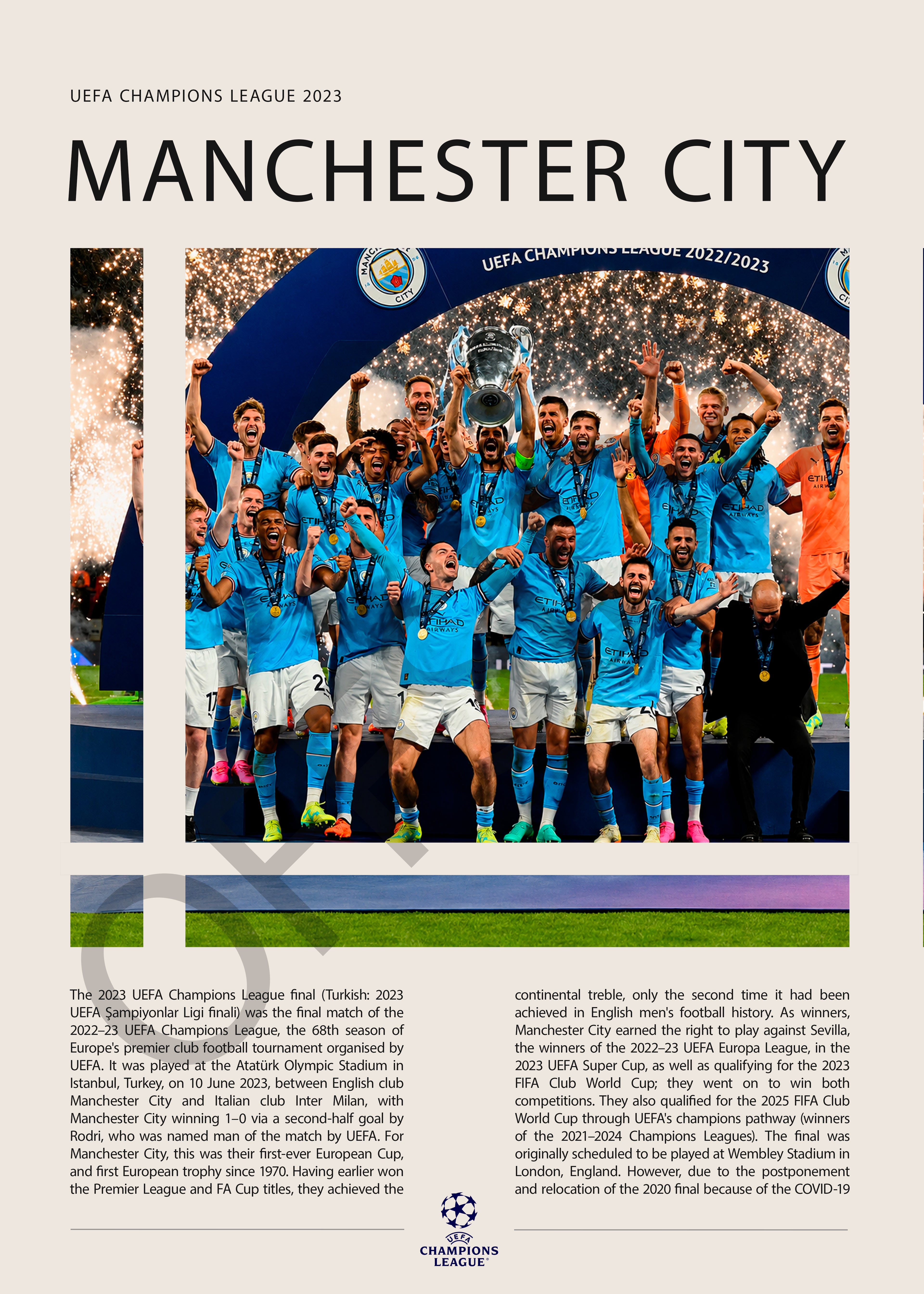 Manchester City Campeón Champions League 2023 - detalle del diseño