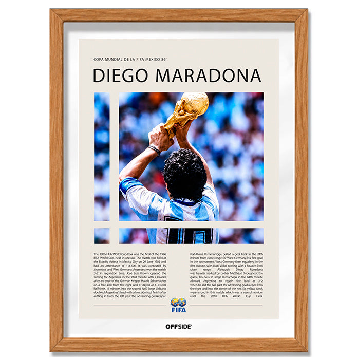 Diego Maradona Campeón del Mundo México 1986 - marco madera