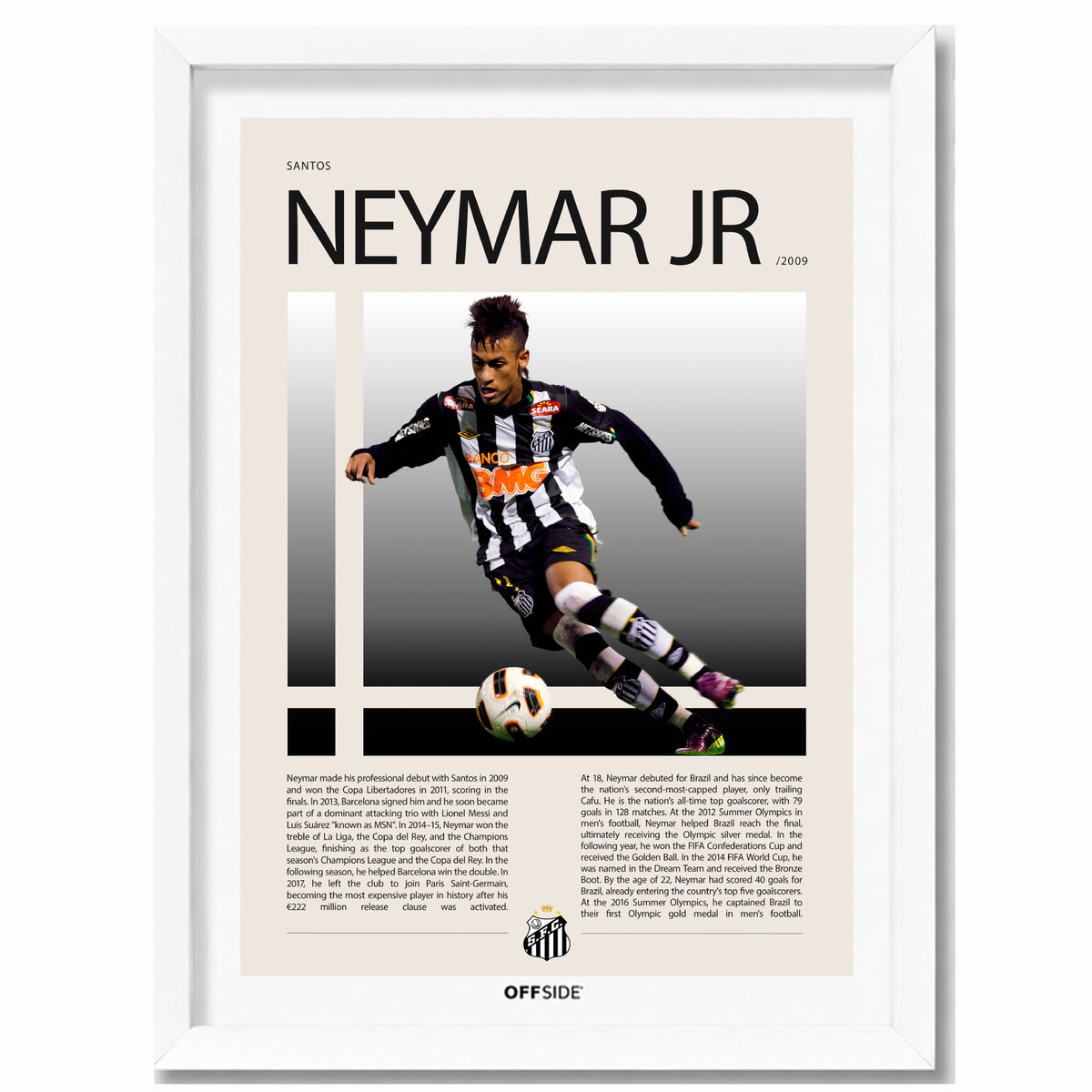 Neymar Jr Ney en Santos Temporada 2009 Camiseta Alternativa - marco blanco