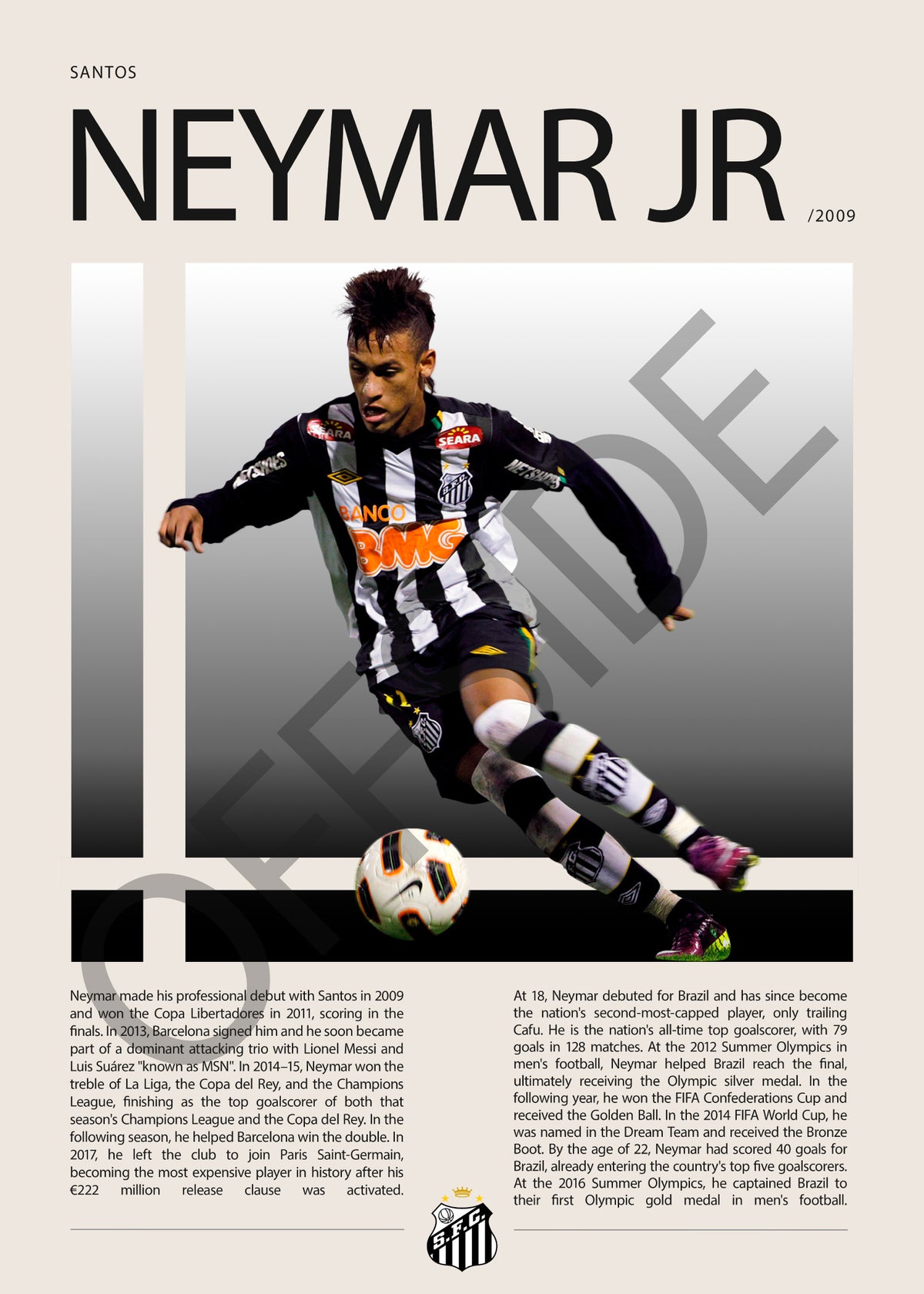 Neymar Jr Ney en Santos Temporada 2009 Camiseta Alternativa - vista con marca de agua