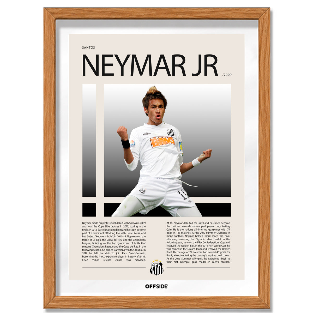Neymar Jr Ney en Santos Temporada 2009 - marco madera