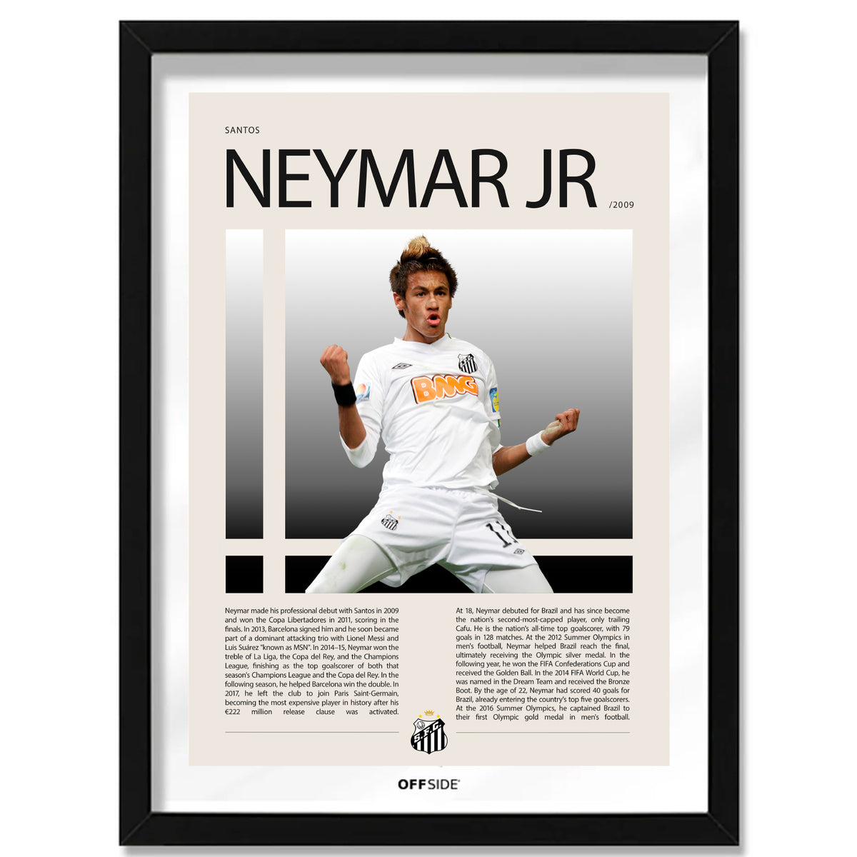 Neymar Jr Ney en Santos Temporada 2009 - marco negro
