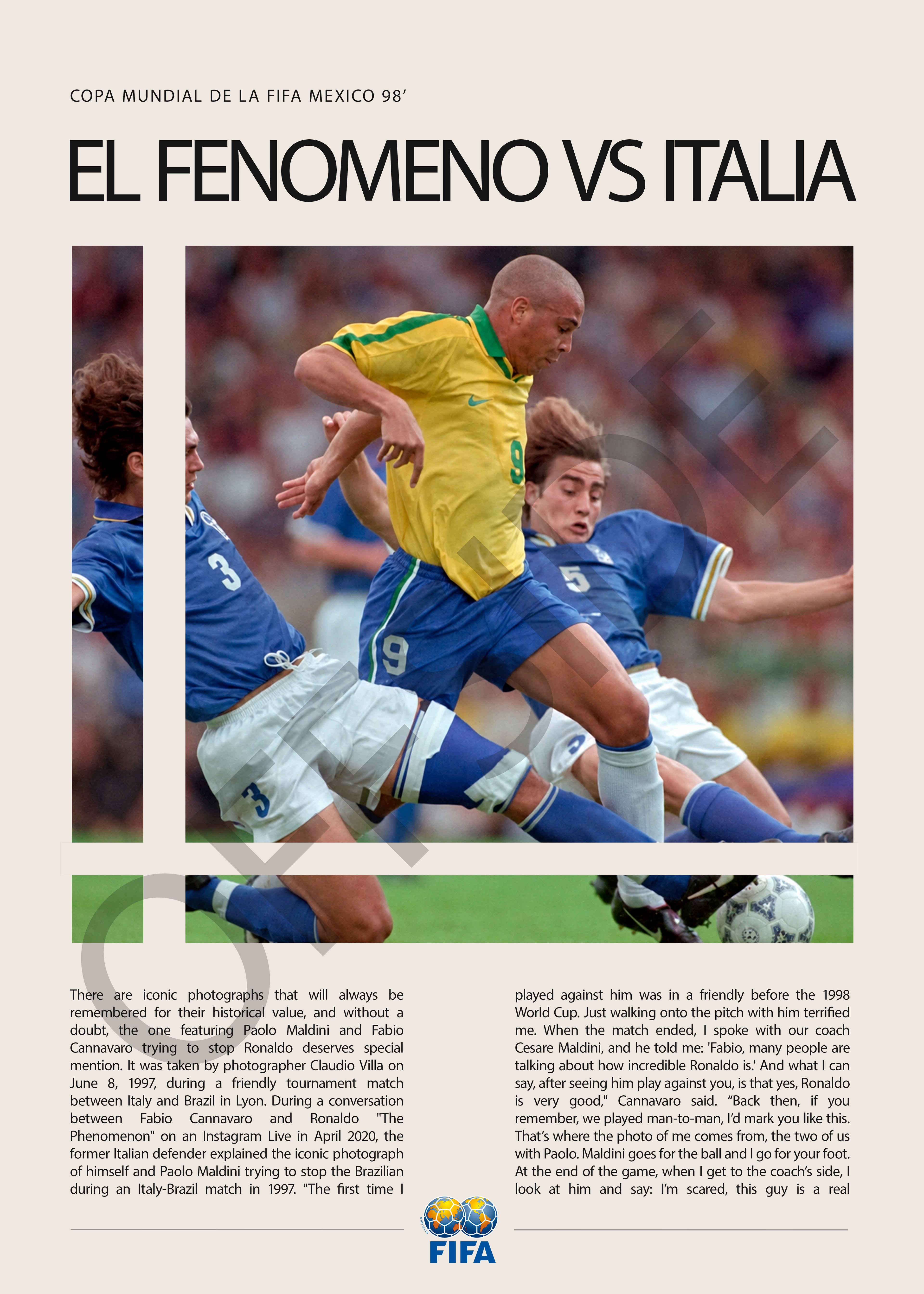 Ronaldo El Fenómeno vs Italia Mundial Francia 1998 - detalle del diseño