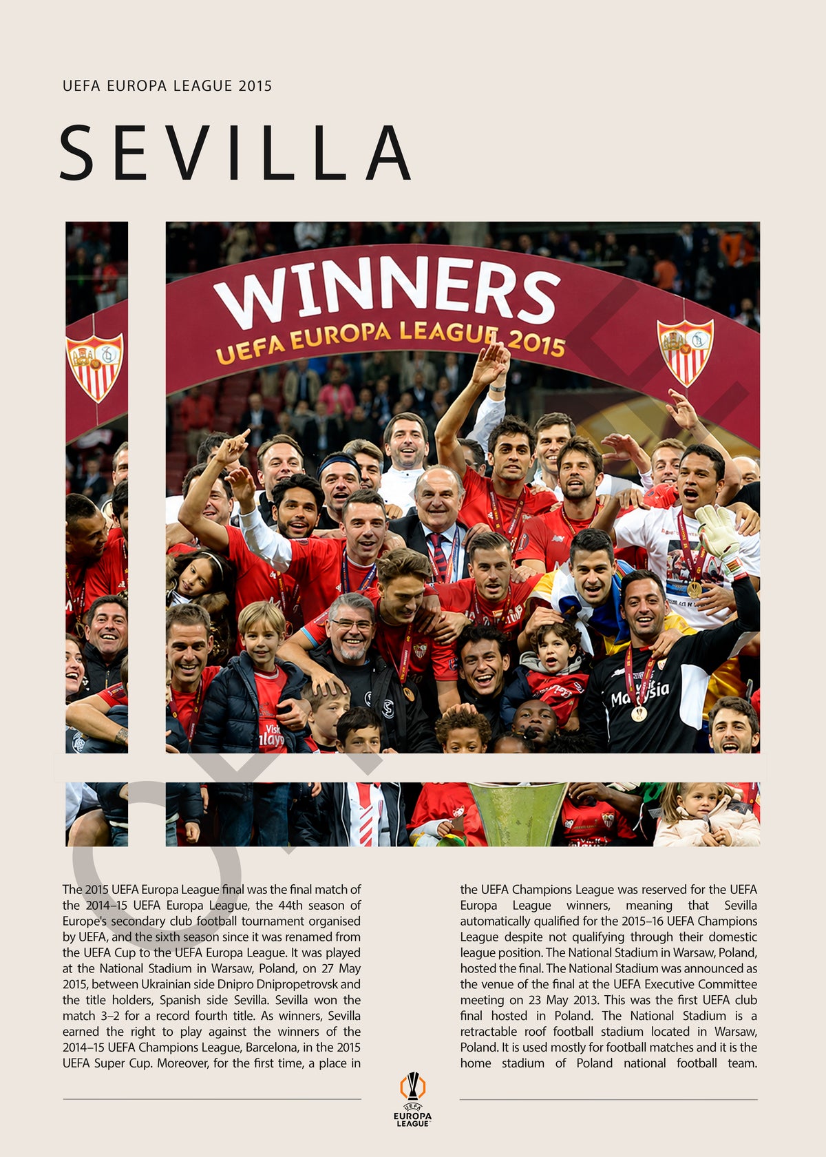 Sevilla FC Campeón Europa League 2015 - detalle del diseño