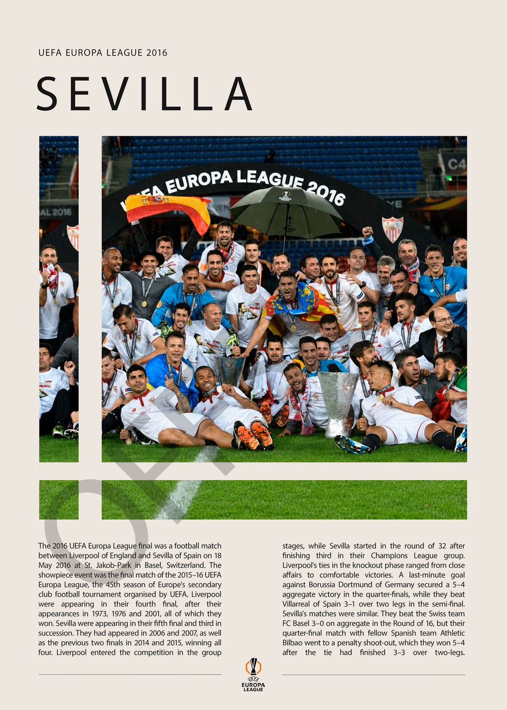 Sevilla FC Campeón Europa League 2016 - detalle del diseño