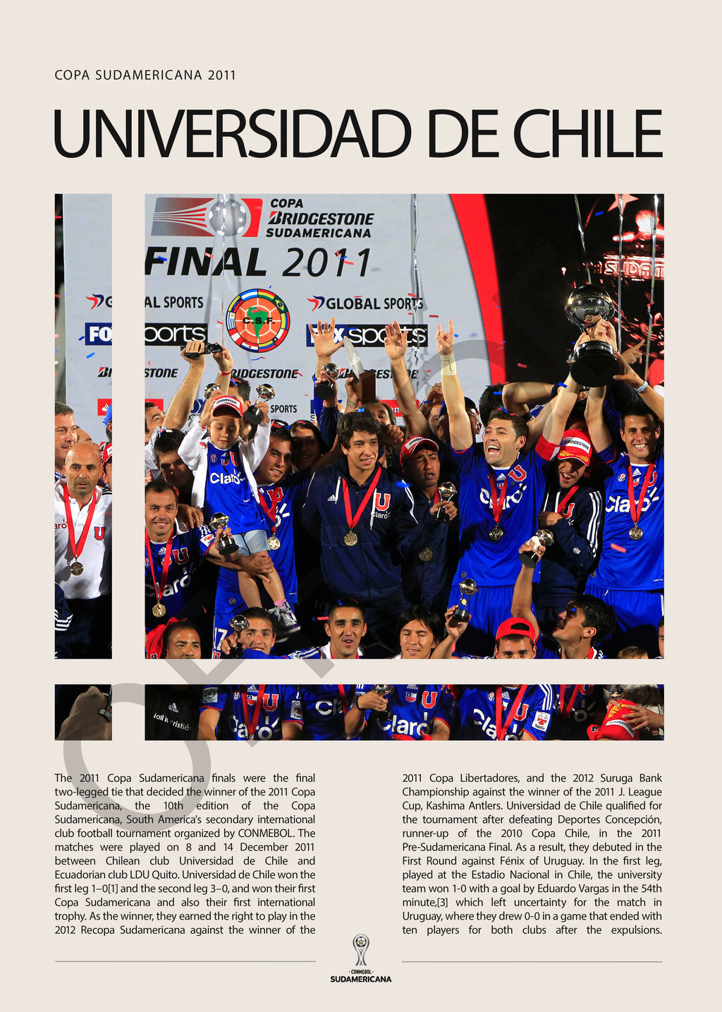 Universidad de Chile Campeón Copa Sudamericana 2011 - detalle del diseño
